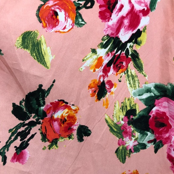 Pink Floral Kimono with Black Fringe - Picture 2 of 3